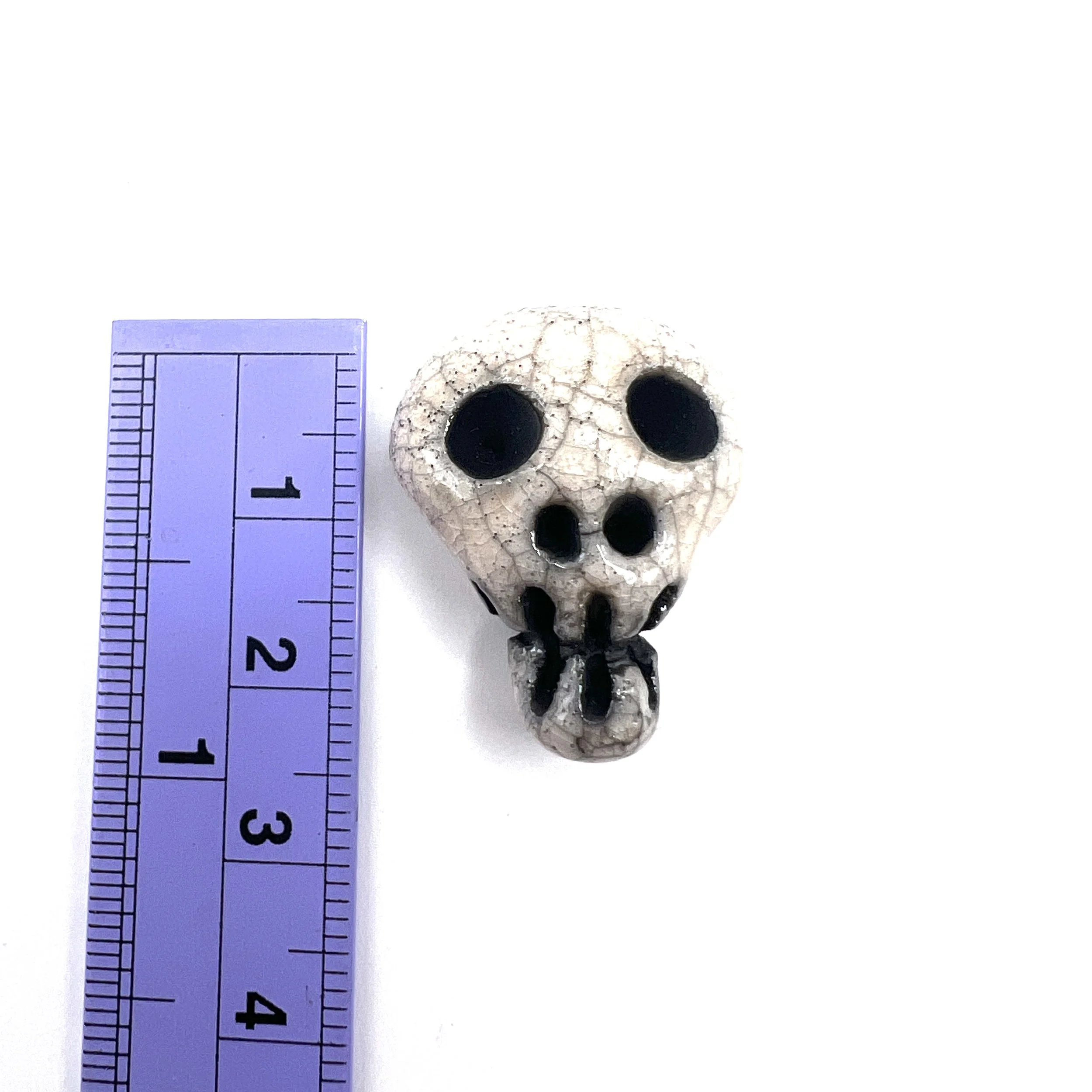 Raku Raku Skull Cabochon Ceramic Jewelry Supplies Handmade by